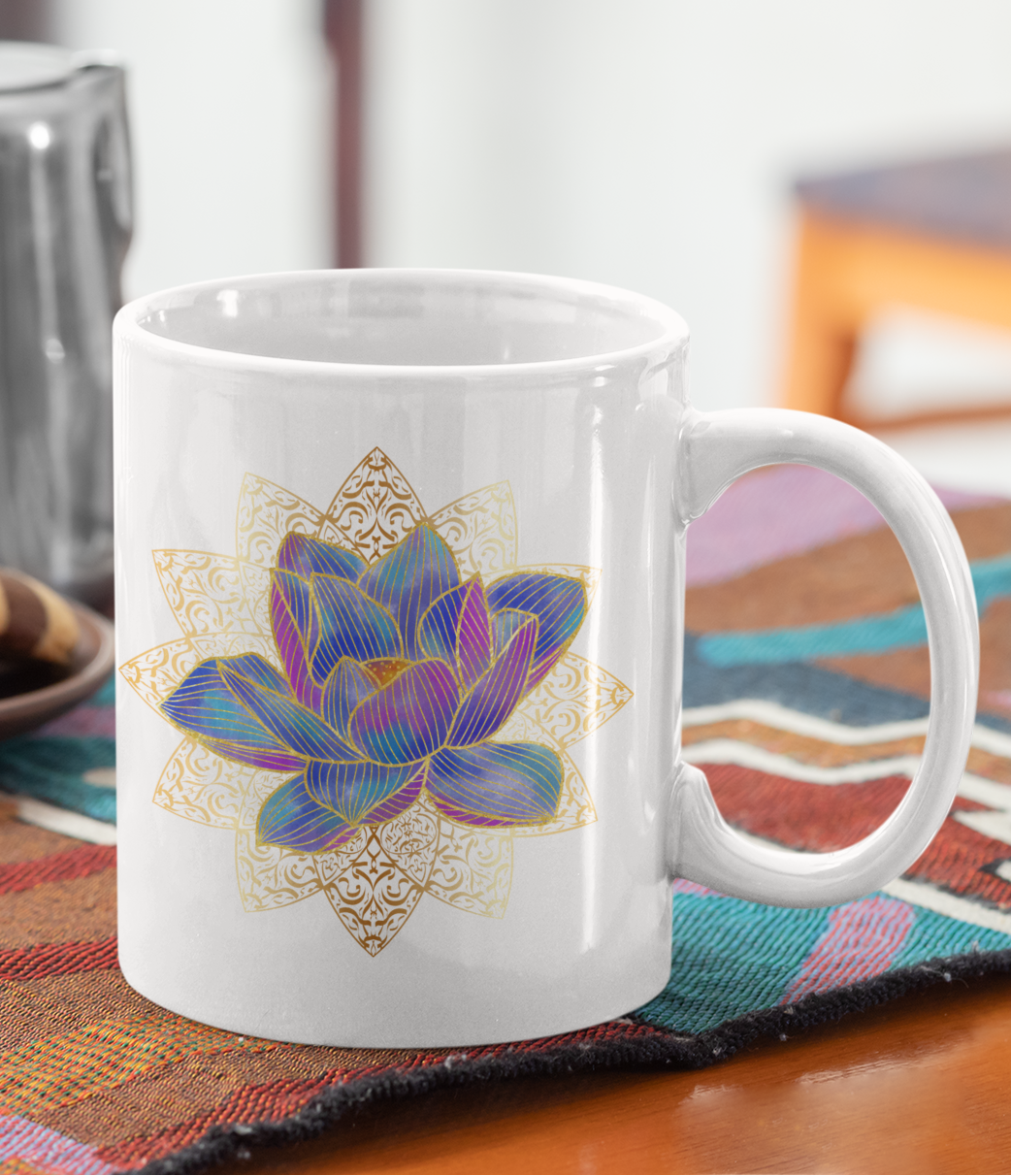 Golden Color Splash Flower Mug