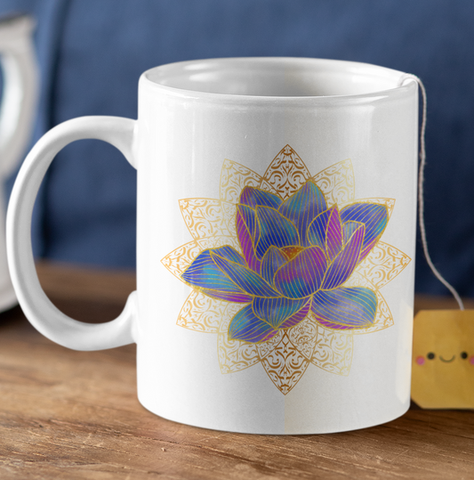 Golden Color Splash Filigree Flower Mug