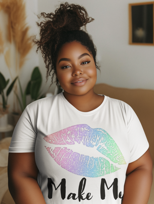 Make Me Rainbow Kiss Lips Graphic Tee