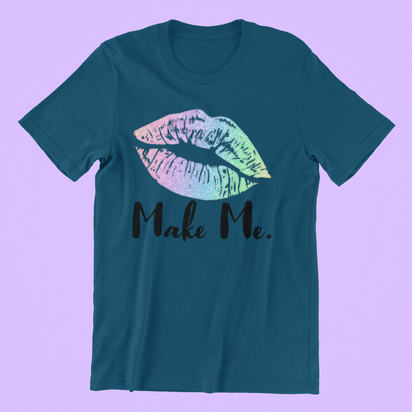 Make Me Rainbow Kiss Lips Graphic Tee