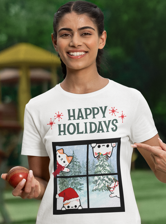Happy Holidays Kitty Window Graphic Tee